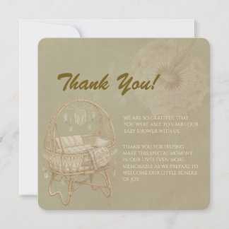 Cartão De Agradecimento Whimsical Dandelion Baby Shower card