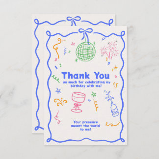 Cartão De Agradecimento Whimsical Disco Birthday Pastel Colorida