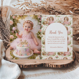 Cartão De Agradecimento Whimsical Fairy First Birthday