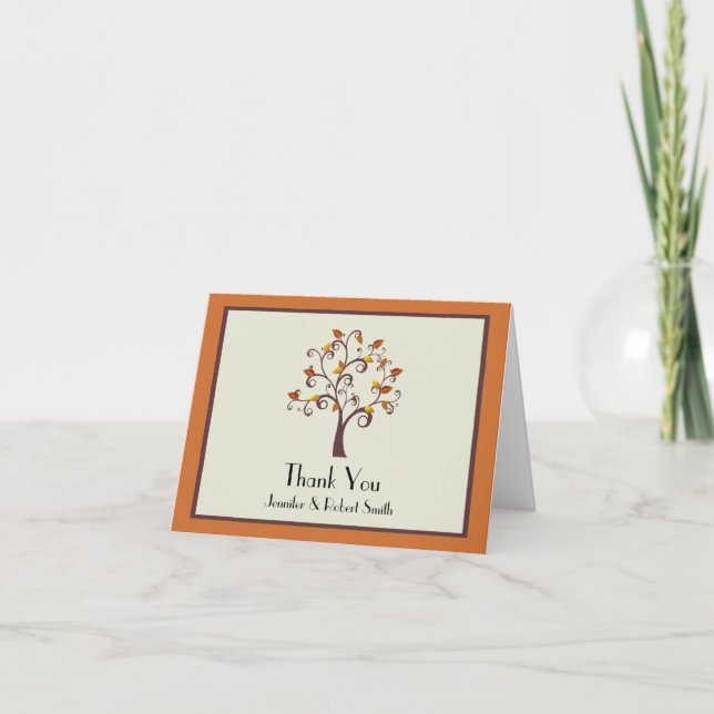 Cartão De Agradecimento Whimsical Fall Tree Wedding Thank You (Frente)