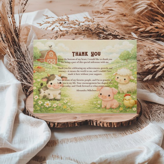 Cartão De Agradecimento Whimsical Farm Friends Storybook Kids Birthday (Criador carregado)