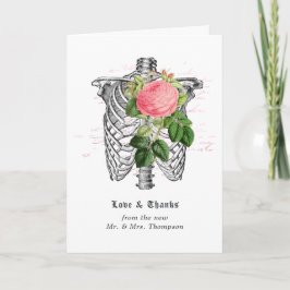 Cartão De Agradecimento Whimsical Floral Skeleton Gothic Casamento Obrigad