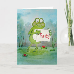 Cartão De Agradecimento Whimsical Frog with Thanks Thank You Sign Funny
