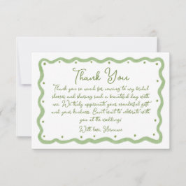 Cartão De Agradecimento Whimsical Green Wavy Hand Painted Bridal Shower