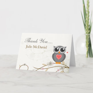 Cartão De Agradecimento Whimsical Grey Owl Thank You Cards