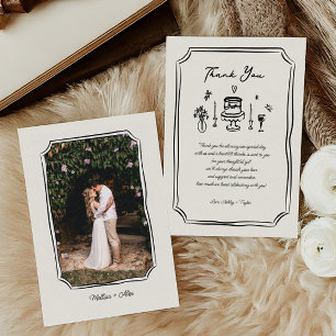Cartão De Agradecimento Whimsical Hand Drawn Divertido Quirky Casamento Fo