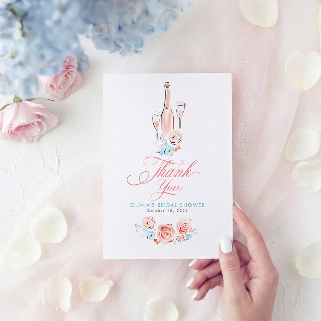 Cartão De Agradecimento Whimsical Hand Drawn Quirky Cute Small Thank You  (Dusty Blue and Pink Whimsical Thank You Cards)