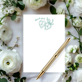 Cartão De Agradecimento Whimsical Heart Locket Doodle Sketch Modern CUSTOM