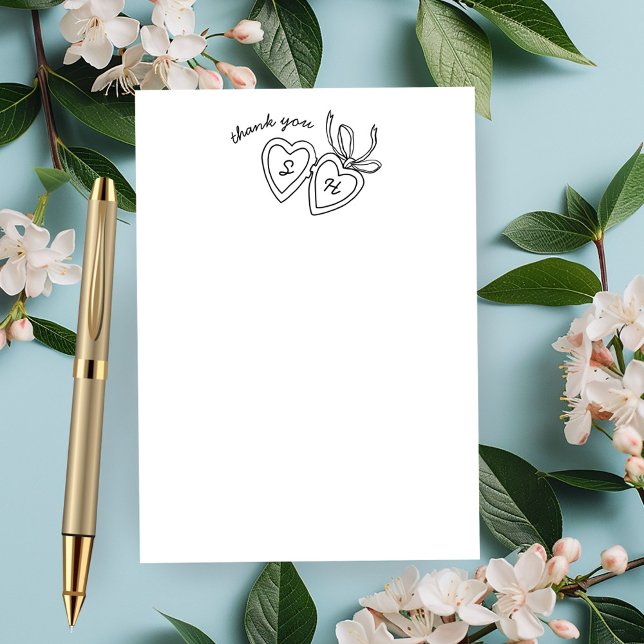 Cartão De Agradecimento Whimsical Heart Locket Doodle Sketch Modern CUSTOM (Whimsical Heart Locket Doodle Sketch Modern CUSTOM Thank You Card
)