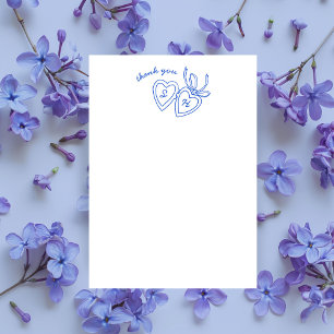 Cartão De Agradecimento Whimsical Heart Locket Doodle Sketch Modern CUSTOM