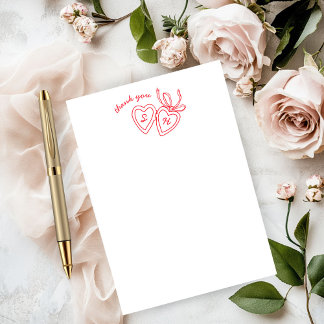 Cartão De Agradecimento Whimsical Heart Locket Doodle Sketch Modern CUSTOM