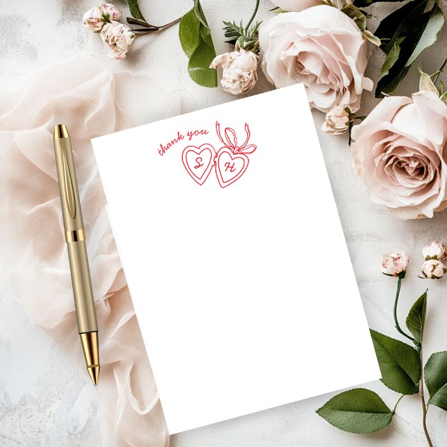 Cartão De Agradecimento Whimsical Heart Locket Doodle Sketch Modern CUSTOM (Whimsical Heart Locket Doodle Sketch Modern CUSTOM Thank You Card
)