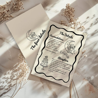 Cartão De Agradecimento Whimsical Moon Wedding Details Enclosure Card