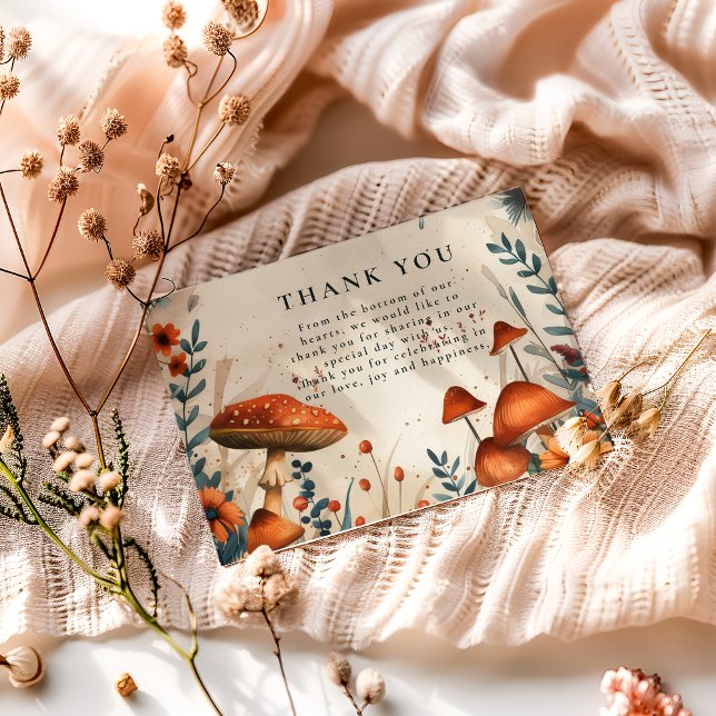 Cartão De Agradecimento Whimsical Mushroom Forest Wedding (Criador carregado)