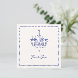 Cartão De Agradecimento Whimsical, obrigado de casamento ilustre azul