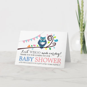 Cartão De Agradecimento Whimsical Owl Baby Shower Thank You