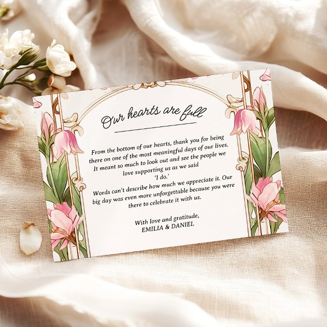 Cartão De Agradecimento Whimsical Pink Floral Art Nouveau Wedding   (Criador carregado)