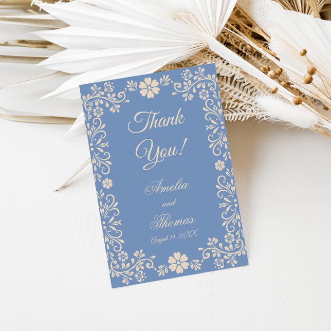 Cartão De Agradecimento Whimsical Powder Blue Wedding Thank You (Criador carregado)