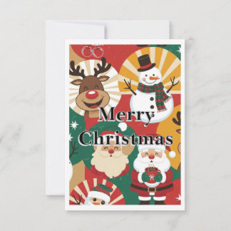 Cartão De Agradecimento Whimsical Retro Christmas Cheer Card