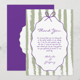 Cartão De Agradecimento Whimsical Stripes Handwritten Painted Wedding