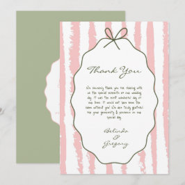 Cartão De Agradecimento Whimsical Stripes Handwritten Painted Wedding