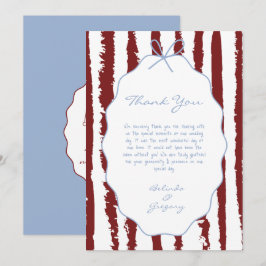 Cartão De Agradecimento Whimsical Stripes Handwritten Painted Wedding