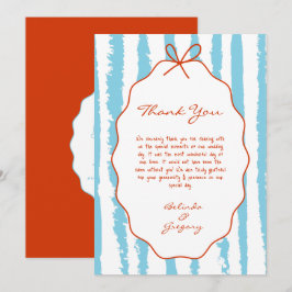 Cartão De Agradecimento Whimsical Stripes Handwritten Painted Wedding