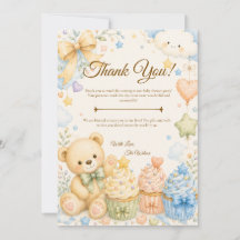 Whimsical Teddy Bear Baby Shower Thank You