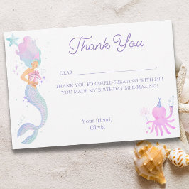 Cartão De Agradecimento Whimsical Under the Sea Mermaid