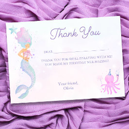 Cartão De Agradecimento Whimsical Under the Sea Mermaid