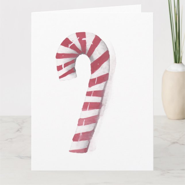 Cartão De Agradecimento Whimsical Watercolor Peppermint Candy Cane (Frente)