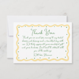 Cartão De Agradecimento Whimsical Yellow Green Hand Painted Bridal Shower
