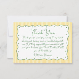 Cartão De Agradecimento Whimsical Yellow Green Hand Painted Bridal Shower