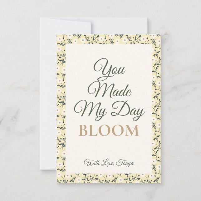 Cartão De Agradecimento Whispering Meadow - Butter Yellow Floral Border (Frente)