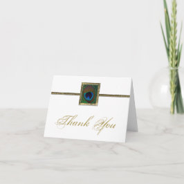 Cartão De Agradecimento White and Gold Peacock Feather Thank You Card