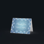 Cartão De Agradecimento White blue snowflakes on blue Wedding Thank You<br><div class="desc">White and blue snowflakes on a blue twinkling stars and snowy background Wedding Thank You Card.</div>
