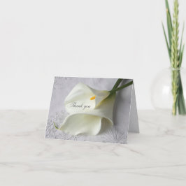 Cartão De Agradecimento White calla lilies on linen thank you