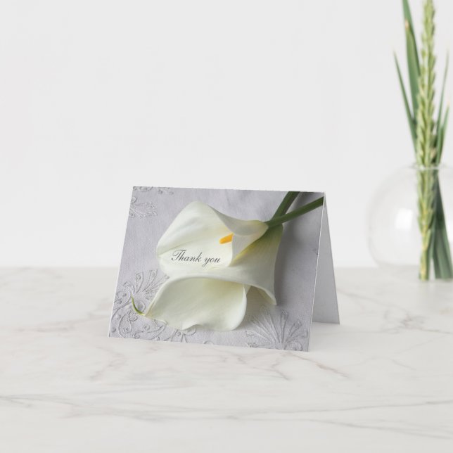 Cartão De Agradecimento White calla lilies on linen thank you (Frente)