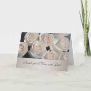 Cartão De Agradecimento White cream roses Wedding Thank You