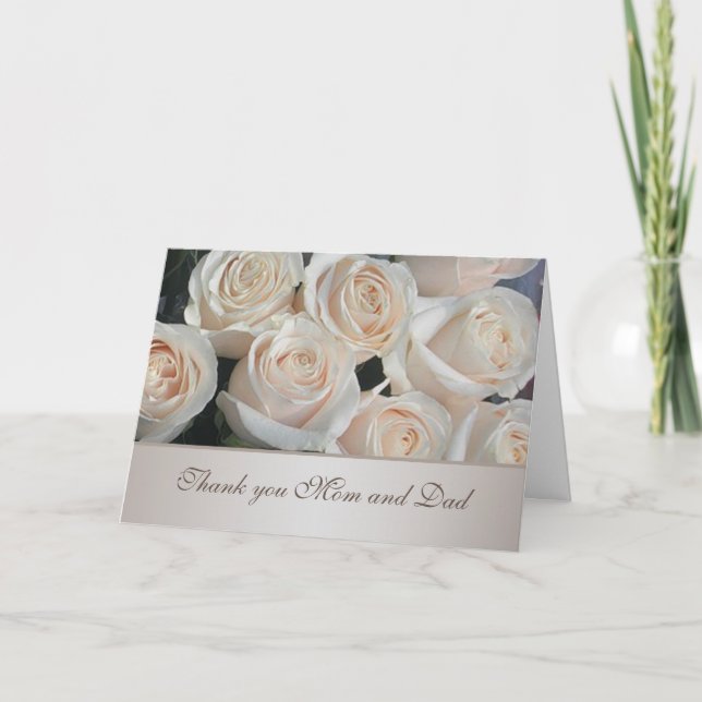 Cartão De Agradecimento White cream roses Wedding Thank You (Frente)