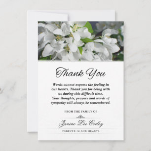 Cartão De Agradecimento White Floral Obrigado Simpatia Expressão Funeral