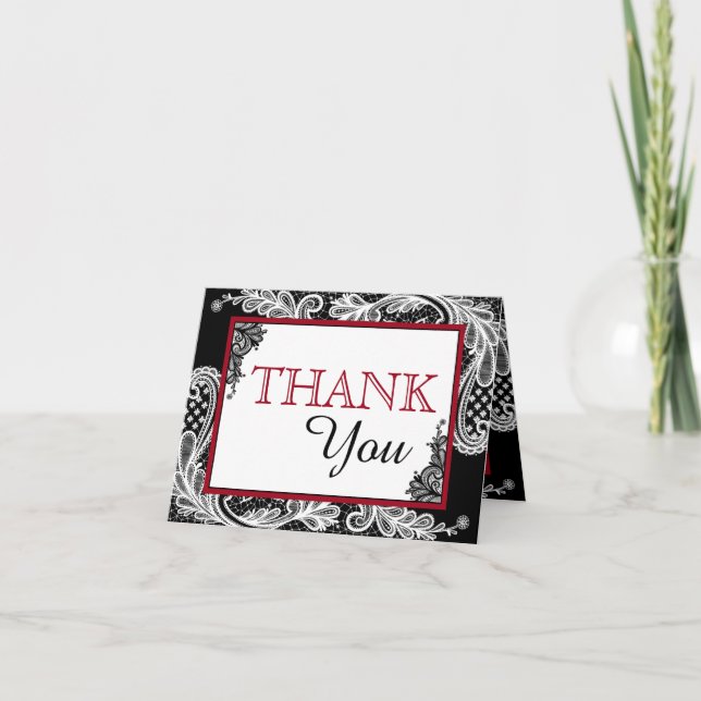 Cartão De Agradecimento White Lace Black Modern Goth Thank You (Frente)