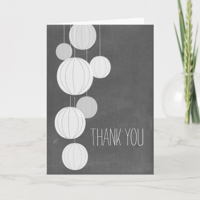 Cartão De Agradecimento White Lanterns Chalkboard Inspired Thank You (Frente)
