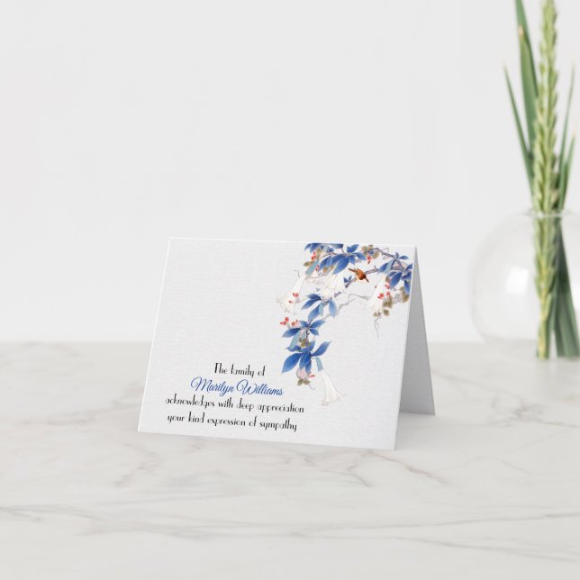 Cartão De Agradecimento White Lily Branch Simpatia Obrigado (Frente)