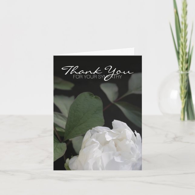 Cartão De Agradecimento White Peony 3 Memorial Sympathy Thank You (Frente)