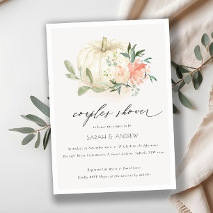 Cartão De Agradecimento White Pumpkin Blush Floral Casais Chá Convidar