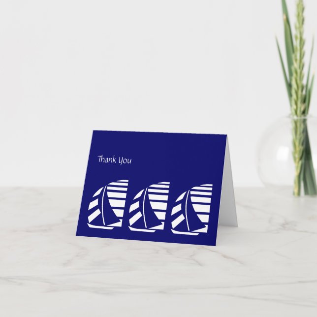 Cartão De Agradecimento White Racing Sail Boats Thank You Card (Frente)