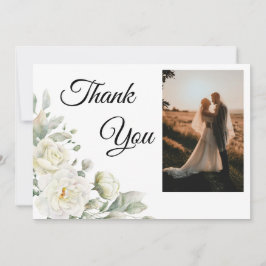 Cartão De Agradecimento White Roses Photo Thank You Card