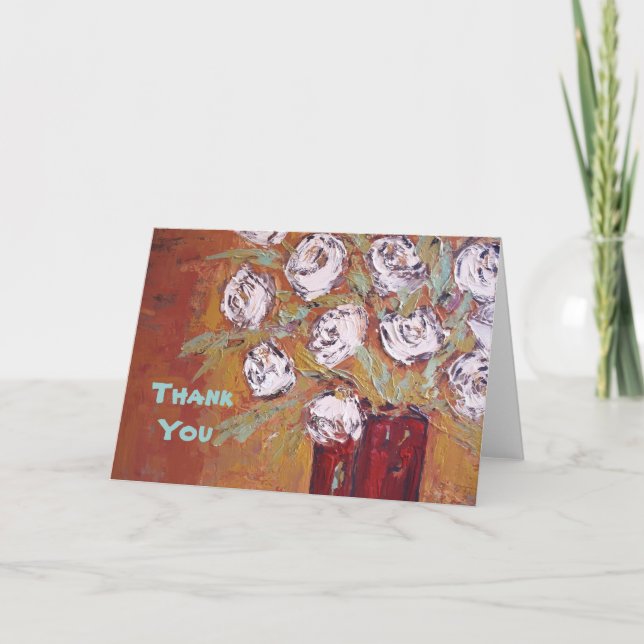 Cartão De Agradecimento white roses, ThankYou card (Frente)