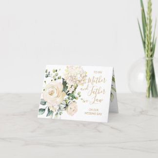 Cartão De Agradecimento White roses To my Parents-in-Law on my Wedding Day
